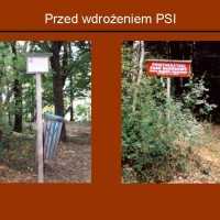 Oznaczenia turystyczne przed wdrożeniem Parkowego Systemu Informacji. Fot. M. Matysek
